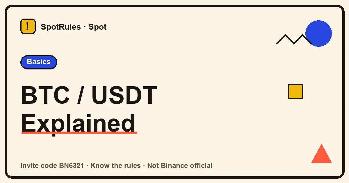 How a trading pair is named: BTC is the base coin, USDT is the quote coin, plus how buy and sell map to each side